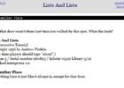 Lists and Lists